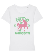 Believe In A Unicorn Tricou mânecă scurtă guler larg fitted Damă Expresser