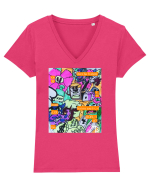 Chat Tricou mânecă scurtă guler V Damă Evoker