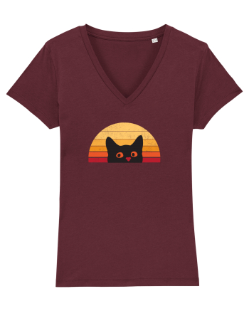 Retro Cat  Burgundy