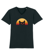Retro Cat  Tricou mânecă scurtă guler V Bărbat Presenter