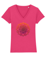 Orange Mandala Tricou mânecă scurtă guler V Damă Evoker