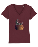 Gas Mask Skull Tricou mânecă scurtă guler V Damă Evoker