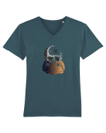Gas Mask Skull Tricou mânecă scurtă guler V Bărbat Presenter