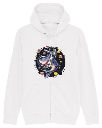 Astronaut Riding A Shark White