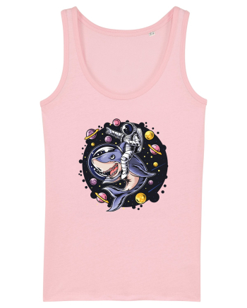 Astronaut Riding A Shark Cotton Pink