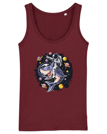Astronaut Riding A Shark Burgundy