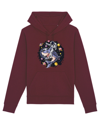 Astronaut Riding A Shark Burgundy