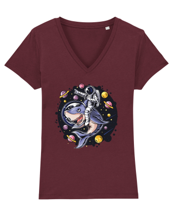 Astronaut Riding A Shark Burgundy