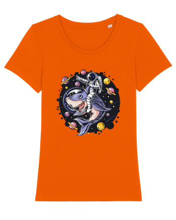 Astronaut Riding A Shark Bright Orange