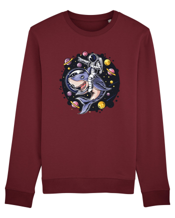 Astronaut Riding A Shark Burgundy