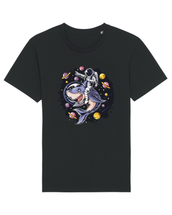 Astronaut Riding A Shark Black