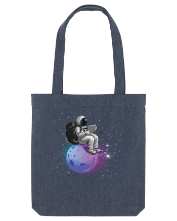 Astronaut Reading In Stars Midnight Blue