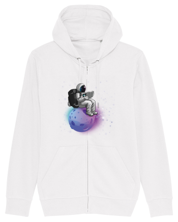 Astronaut Reading In Stars White