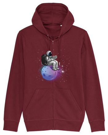 Astronaut Reading In Stars Burgundy