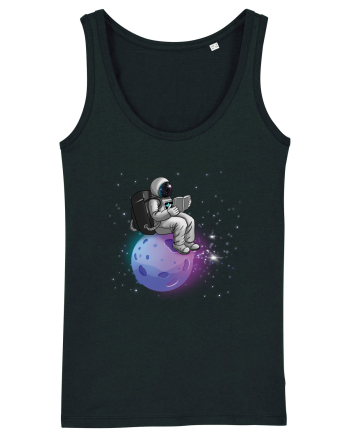 Astronaut Reading In Stars Black