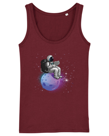 Astronaut Reading In Stars Burgundy