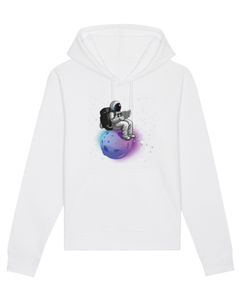 Astronaut Reading In Stars White