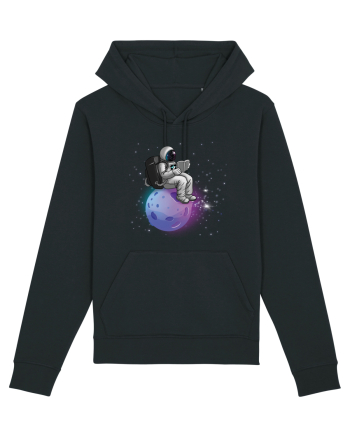 Astronaut Reading In Stars Black
