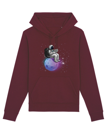 Astronaut Reading In Stars Burgundy