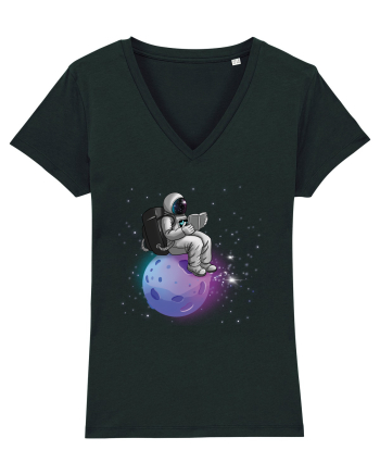 Astronaut Reading In Stars Black