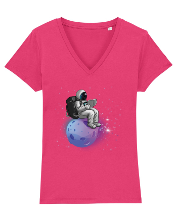 Astronaut Reading In Stars Raspberry