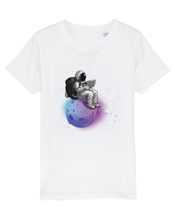 Astronaut Reading In Stars White