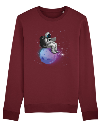 Astronaut Reading In Stars Burgundy