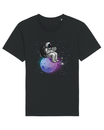 Astronaut Reading In Stars Black