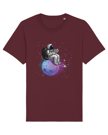 Astronaut Reading In Stars Burgundy