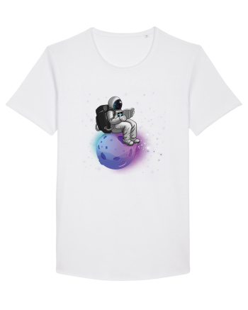 Astronaut Reading In Stars White
