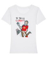 Te țin la curent Tricou mânecă scurtă guler larg fitted Damă Expresser