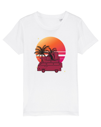 Minivan Retro cu apus de soare  White