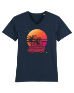 Minivan Retro cu apus de soare  Tricou mânecă scurtă guler V Bărbat Presenter