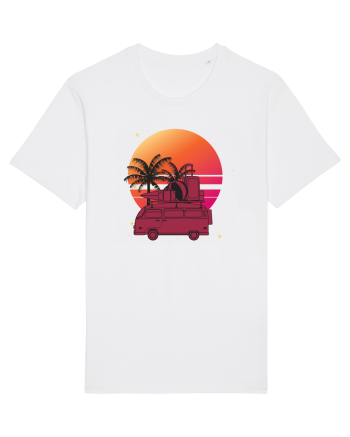 Minivan Retro cu apus de soare  White