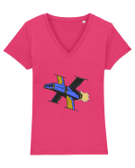 Nava Spatiala Retro  Tricou mânecă scurtă guler V Damă Evoker
