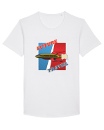 Nava Spatiala In Stil Retro Comic  Tricou mânecă scurtă guler larg Bărbat Skater