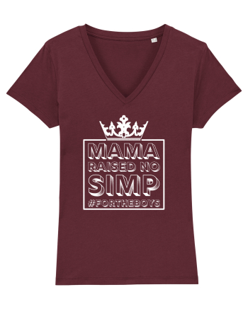 Mama Raised No Simp alb Burgundy