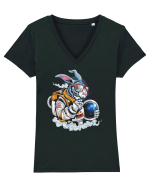 Astronaut Rabbit Tricou mânecă scurtă guler V Damă Evoker