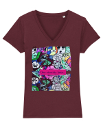 Later Tricou mânecă scurtă guler V Damă Evoker