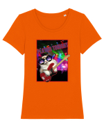 Pisica Rock And Roll Tricou mânecă scurtă guler larg fitted Damă Expresser