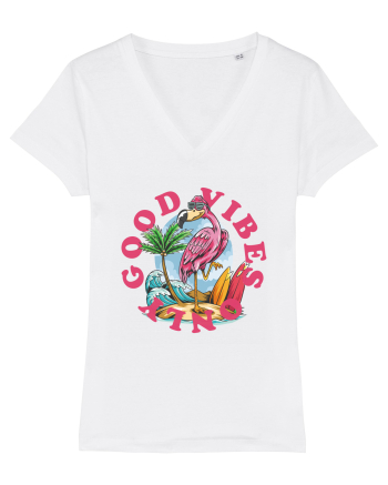 Cool Flamingo Good Vibes Only White