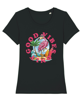 Cool Flamingo Good Vibes Only Black