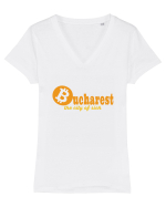 Bucharest The City Of Rich Bitcoin Tricou mânecă scurtă guler V Damă Evoker