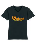 Bucharest The City Of Rich Bitcoin Tricou mânecă scurtă guler V Bărbat Presenter