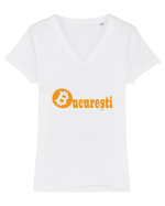 Bucuresti Bitcoin Tricou mânecă scurtă guler V Damă Evoker