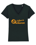 I Live in Bucharest Bitcoin Tricou mânecă scurtă guler V Damă Evoker