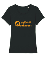 I Live in Bucharest Bitcoin Tricou mânecă scurtă guler larg fitted Damă Expresser