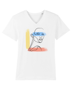 Abstract color Tricou mânecă scurtă guler V Bărbat Presenter