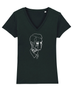 No black Tricou mânecă scurtă guler V Damă Evoker