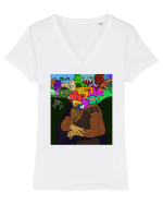 MonaDoodle Tricou mânecă scurtă guler V Damă Evoker